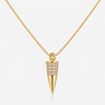 Lenat Necklace featuring a gold spike pendant with pavé crystal detailing on a fine gold chain against a neutral background.
