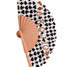 Wooden hand fan with black and gold playing card symbols – Lucky Hand Fan by Matte on white background
