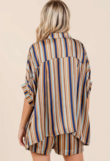 Back view of the Mara striped blouse.