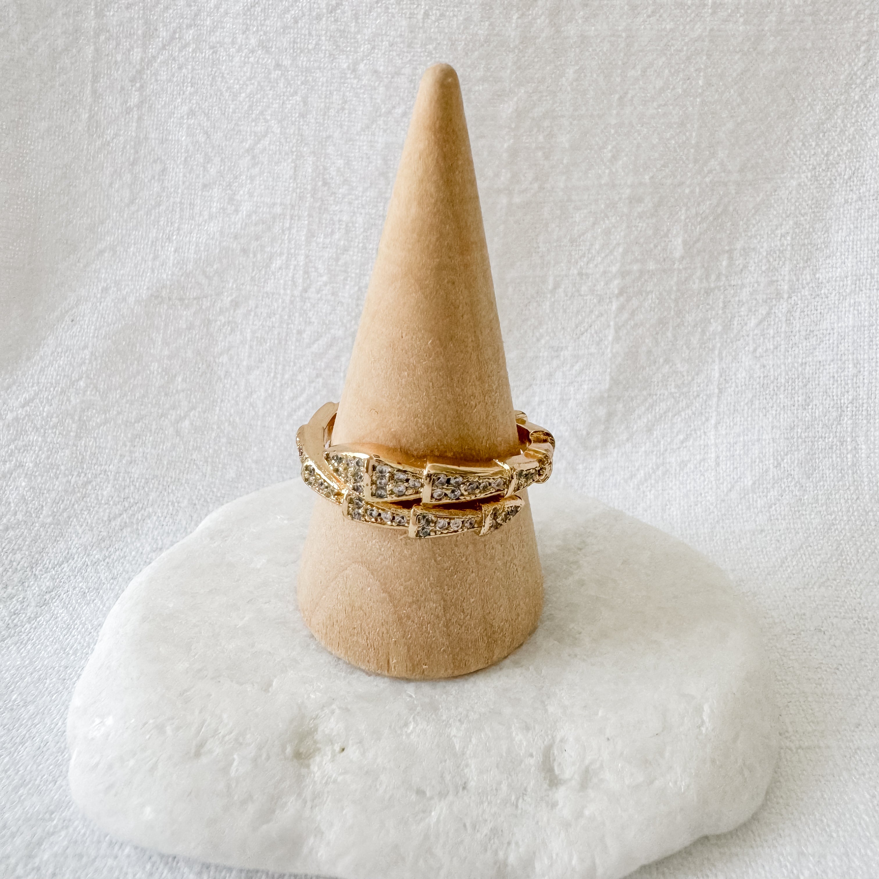Merida Rings Merida Ring | Gold Pavé Snake-Inspired Statement Ring – Matte