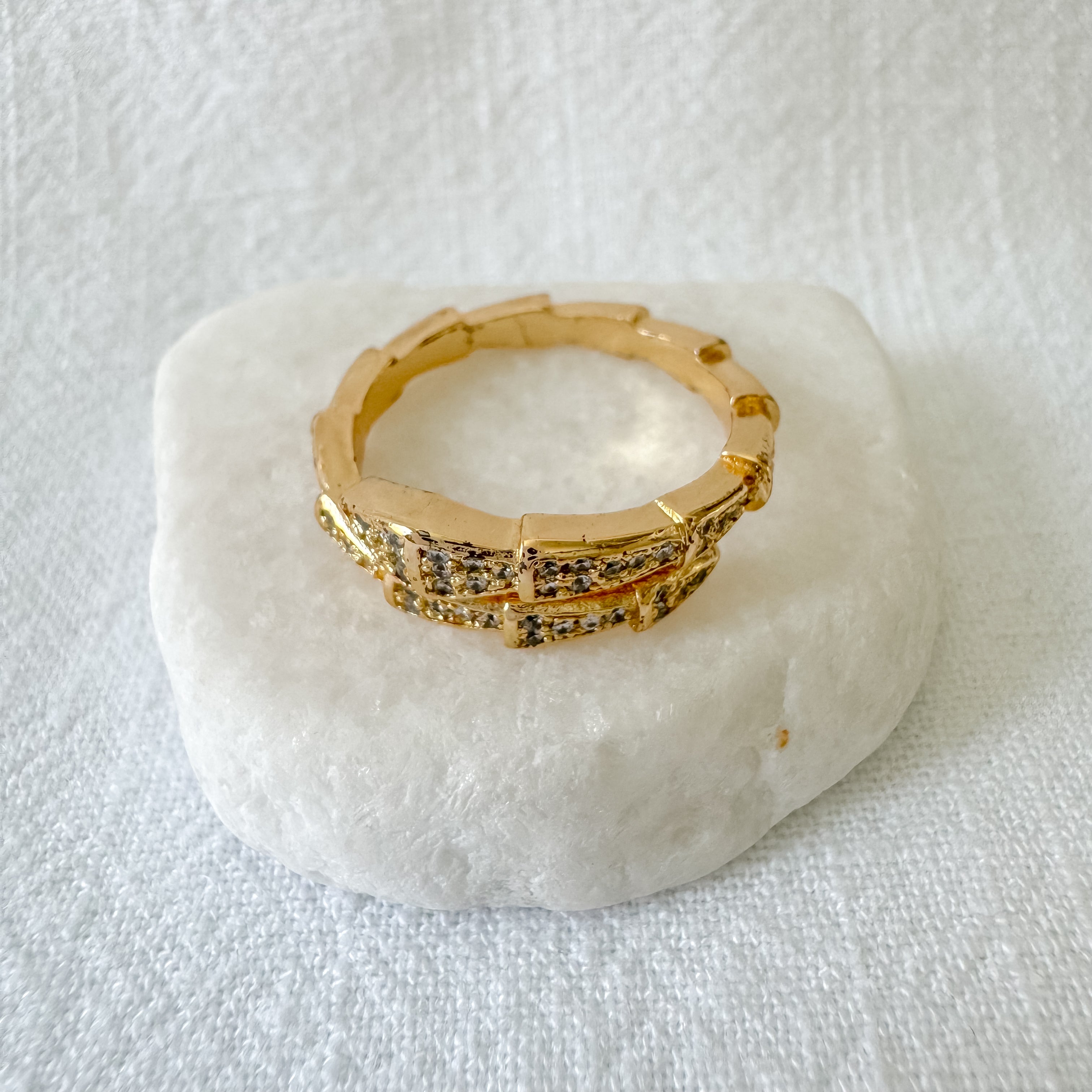 Merida Rings Merida Ring | Gold Pavé Snake-Inspired Statement Ring – Matte