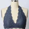 Front view of the blue lacy mystic bralette.