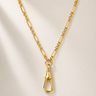 Nodal Necklace gold fine link chain necklace with front toggle clasp and elongated drop detail, designed with a polished 18k gold filled finish on a neutral background