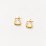 Palmira Hoop Earrings featuring polished gold-plated mini hoop earrings with a rounded square silhouette, smooth mirror finish, lightweight hollow design, secure post-back closure, and modern minimalist style.