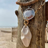Parana necklace by Matte – 25″ gold-filled chain with hand-painted ceramic pendant