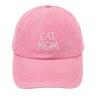 Pink cap with 'CAT MOM' text on a white background