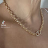Allison necklace by Matte, gold plated chain necklace with 18″ length displayed on model