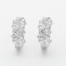 Reims Huggie Earrings with geometric zigzag stone design and polished silver finish