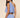 Ritzi Blouse side view of blue striped one shoulder top with lightweight fabric and cropped design