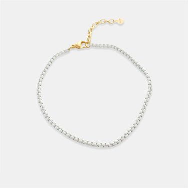 Samura anklet in white waterproof enamel chain, adjustable gold clasp, Matte jewelry.