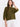 Sienu Sweater in olive green featuring a relaxed oversized knit silhouette with cape sleeves and decorative button detailing.