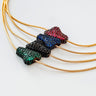 Starlight Pavé Necklace by Matte, gold plated chain with multicolor pavé gemstone pendant on white background