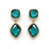 Talx Stud Earrings turquoise and gold statement earrings on neutral background, showing faceted stones and drop design with polished gold setting
