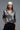 Silky abstract-print button-down shirt in layered grey tones, shown on model with relaxed fit and long sleeves — Verena Shirt by Matte.
