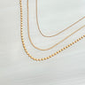 Yara Necklace Set 3 by Matte—three gold-plated chains (14, 16 & 18″) with 2″ extender on neutral background